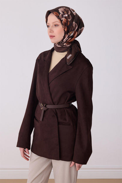 Belli İpek Eşarp - 4330-51 Acı Kahve Twill