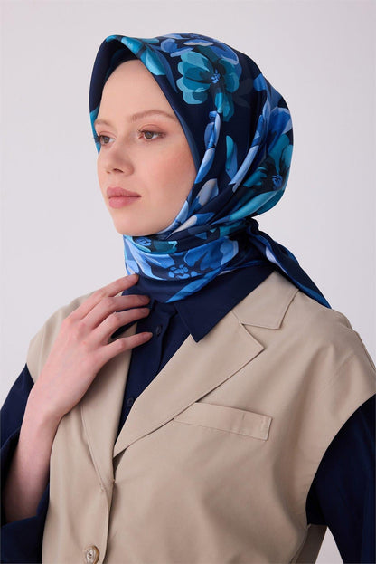 Belli İpek Eşarp - 4330-80 Lacivert Twill