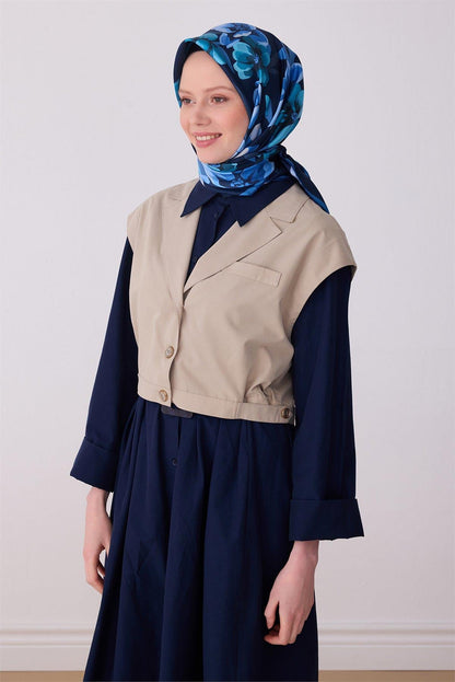 Belli İpek Eşarp - 4330-80 Lacivert Twill