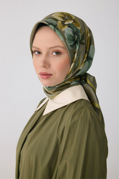 Belli İpek Eşarp - 4330-81 Haki Twill