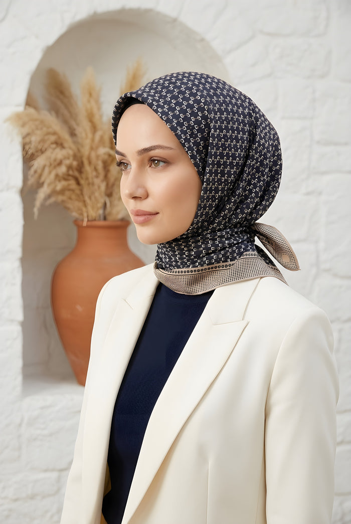 Armine Sport Twill Eşarp - 8556-100 Lacivert Vizon