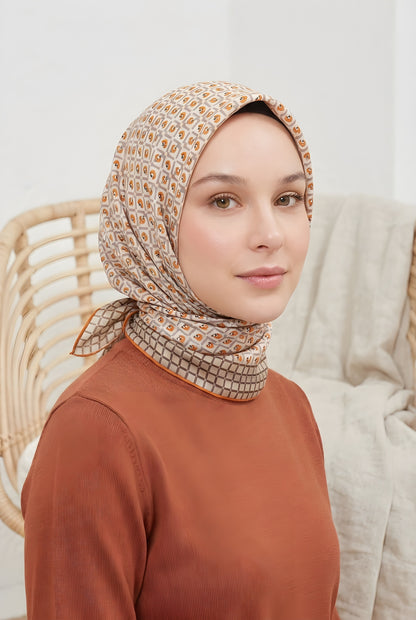 Armine Sport Twill Eşarp - 8557-36 Bej Turuncu