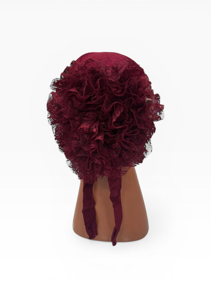 Dantelli Dikişli Bone - Bordo