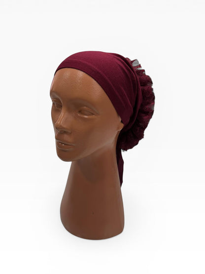 Dantelli Dikişli Bone - Bordo