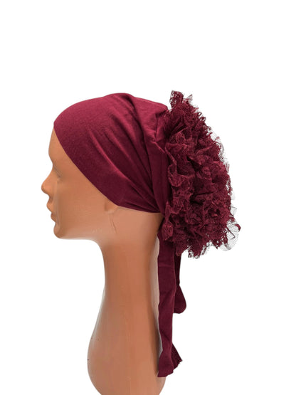 Dantelli Dikişsiz Bone - Bordo