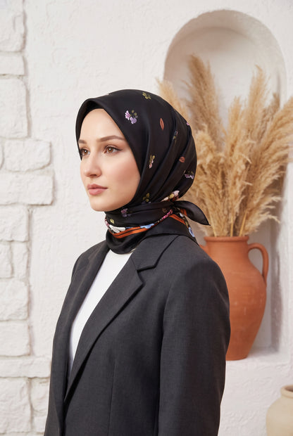 Armine Sport Twill Eşarp - 8533-09 Siyah Kahve