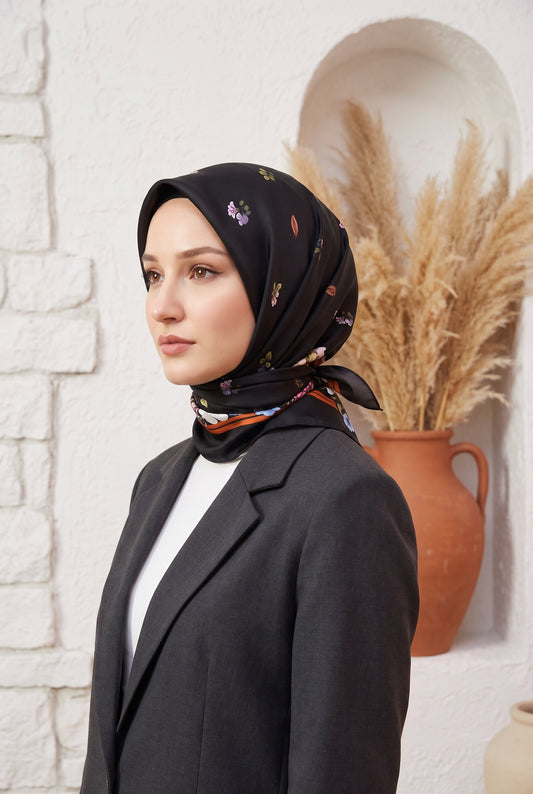 Armine Sport Twill Eşarp - 8533-09 Siyah Kahve