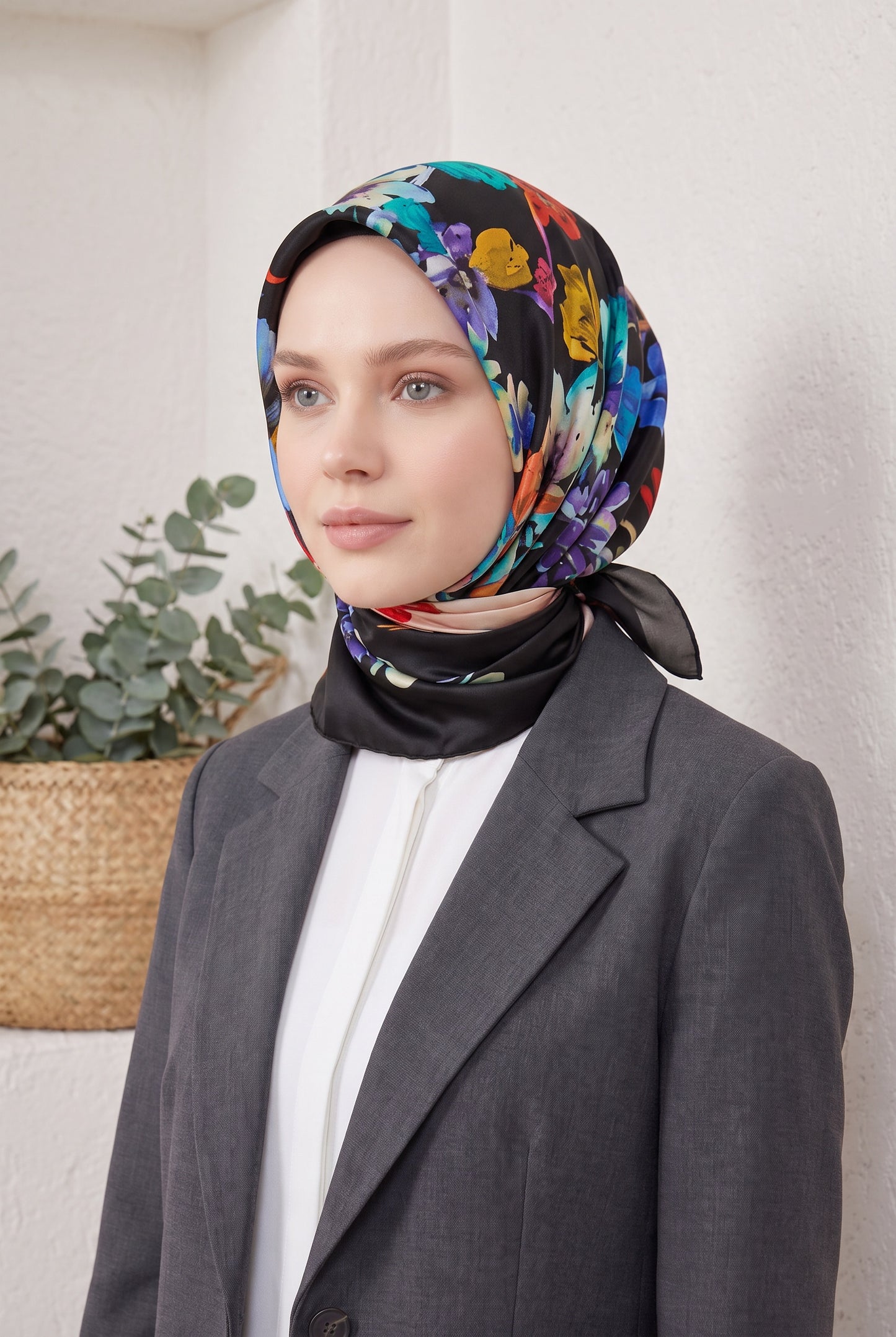 Armine Sport Twill Eşarp - 8723-54 Siyah Pudra