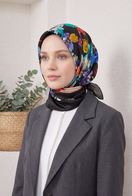 Armine Sport Twill Eşarp - 8723-54 Siyah Pudra