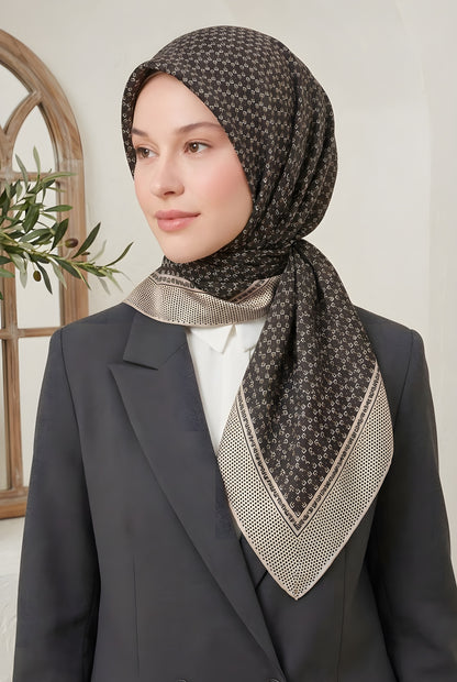 Armine Sport Twill Eşarp - 8556-05 Siyah Taş