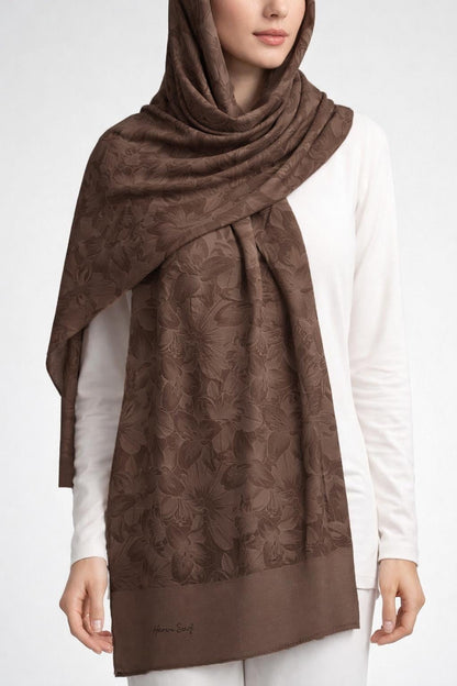 Harem Scarf Viskon Şal - Gold Derin - Çikolata