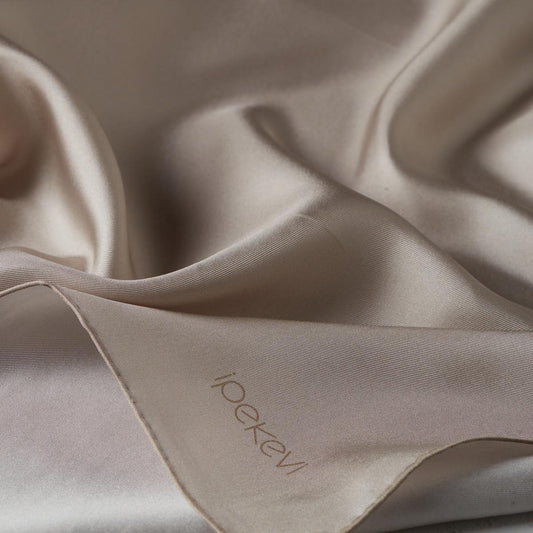 İpekevi Düz Twill İpek Eşarp - Açık Taş