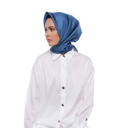 İpekevi Düz Twill İpek Eşarp - İndigo