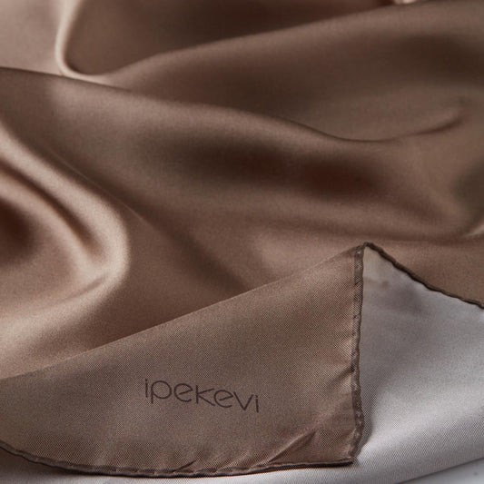 İpekevi Düz Twill İpek Eşarp - Sütlü Kahve
