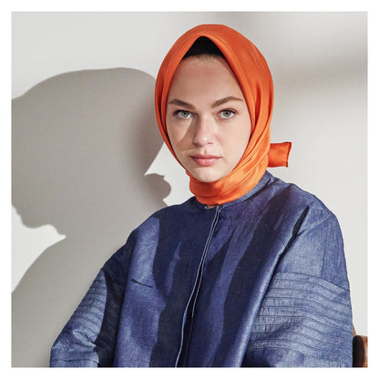 İpekevi Düz Twill İpek Eşarp - Turuncu