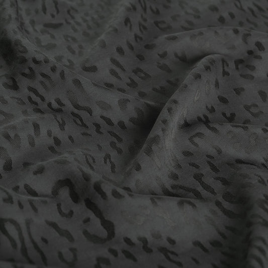 İpekevi Monogram Şal - Leopar Desenli - Füme