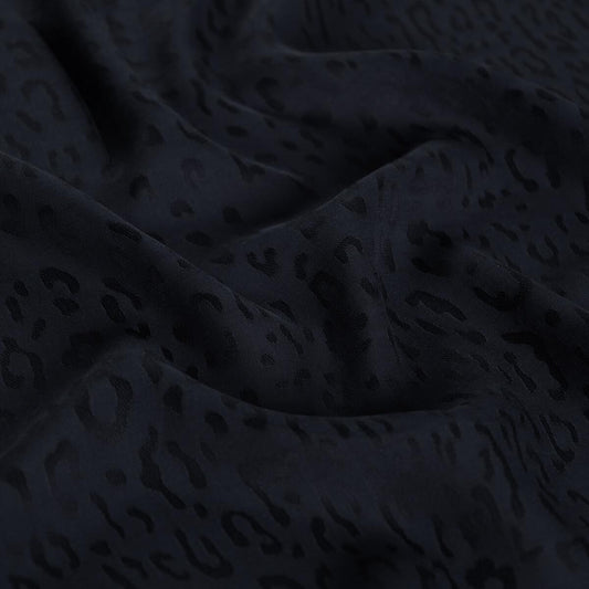 İpekevi Monogram Şal - Leopar Desenli - Lacivert