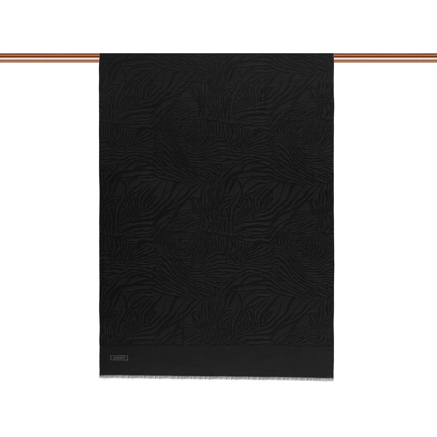 İpekevi Monogram Şal - Zebra Desenli - Siyah