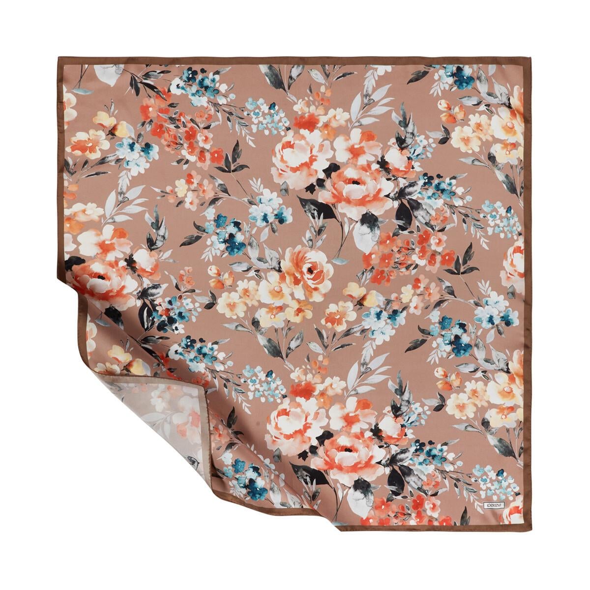 İpekevi Twill İpek Eşarp - Blooming Garden Desenli - Fondöten