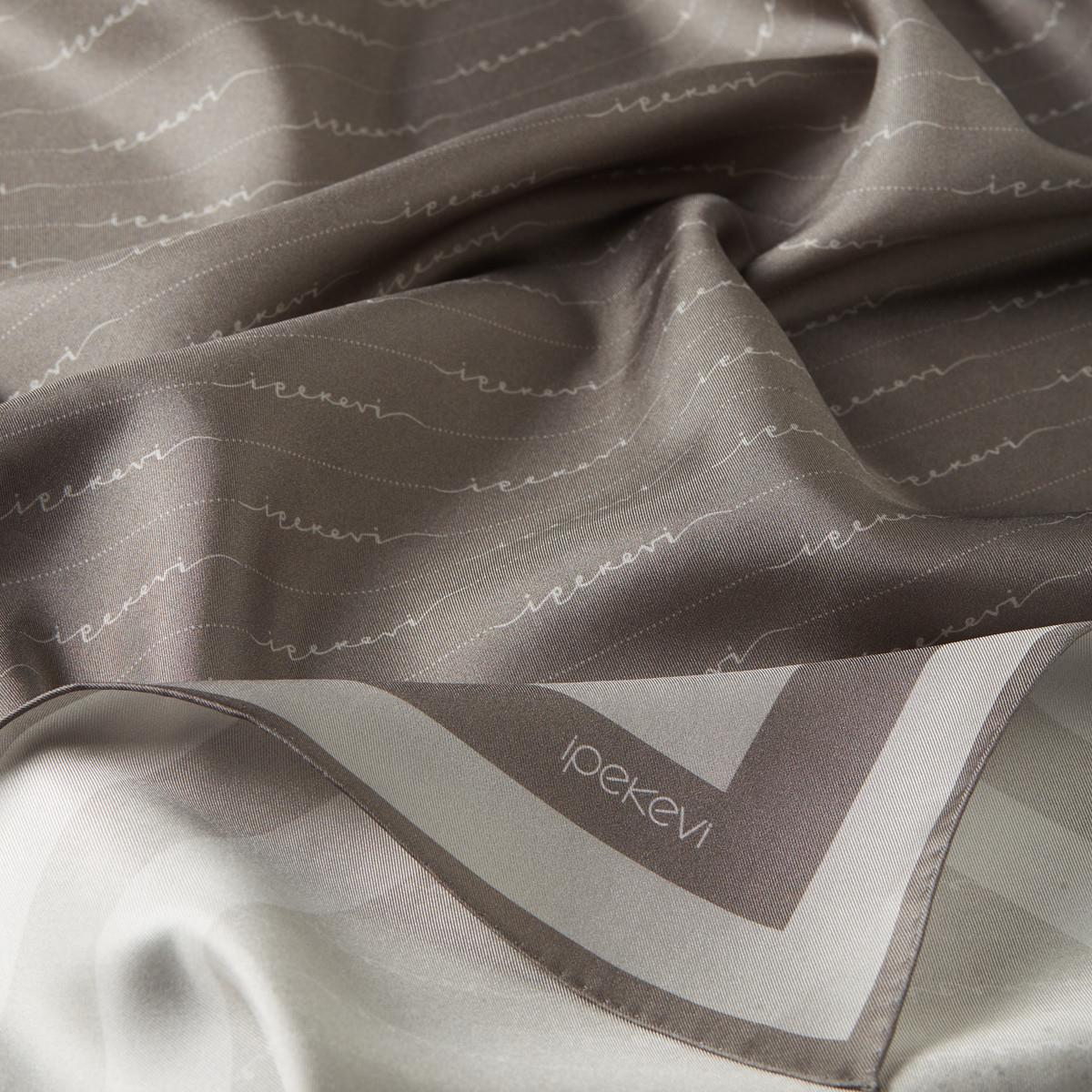İpekevi Twill İpek Eşarp - Çizgili Signature - Taş