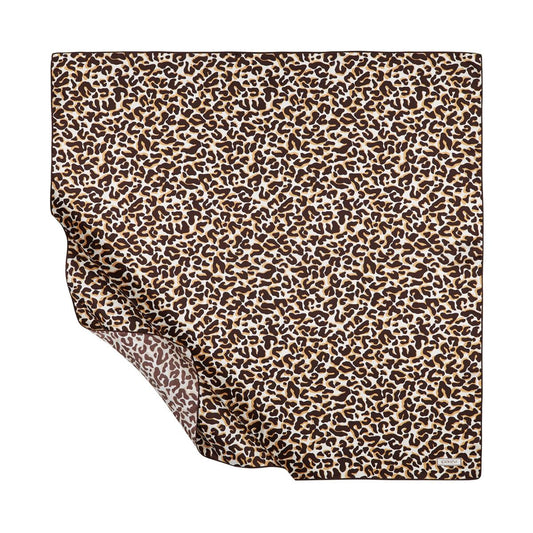 İpekevi Twill İpek Eşarp - Leopar Desenli - Kahve