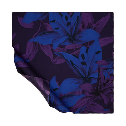 İpekevi Twill İpek Eşarp - Lilium Desen - Morcivert