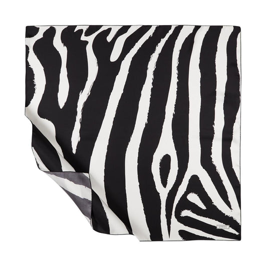 İpekevi Twill İpek Eşarp - Makro Zebra Desenli - Siyah Beyaz