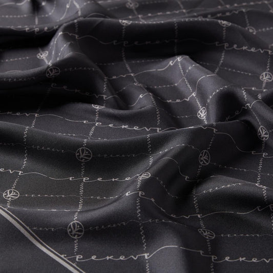 İpekevi Twill İpek Eşarp - Monogram - Antrasit