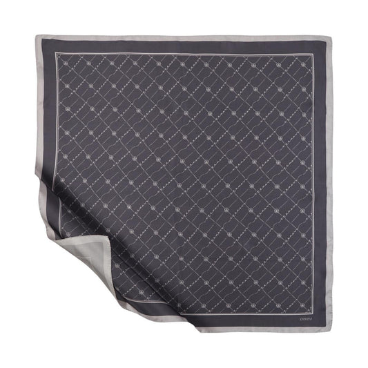 İpekevi Twill İpek Eşarp - Monogram - Antrasit