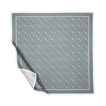 İpekevi Twill İpek Eşarp - Monogram - Metalik Mavi