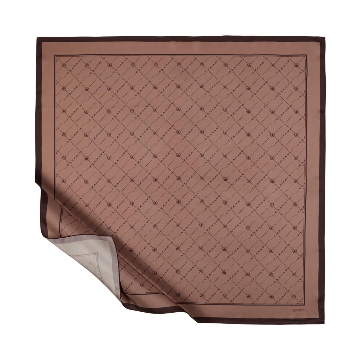 İpekevi Twill İpek Eşarp - Monogram - Puslu Leylak