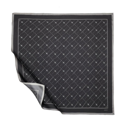 İpekevi Twill İpek Eşarp - Monogram - Siyah Gümüş