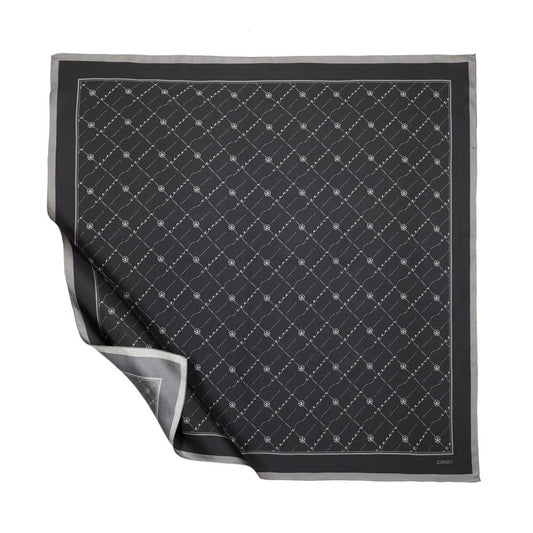 İpekevi Twill İpek Eşarp - Monogram - Siyah Gümüş