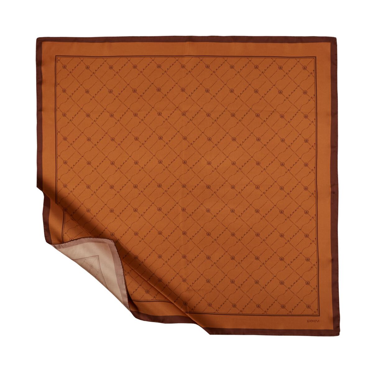 İpekevi Twill İpek Eşarp - Monogram - Taba