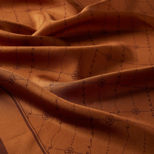 İpekevi Twill İpek Eşarp - Monogram - Taba