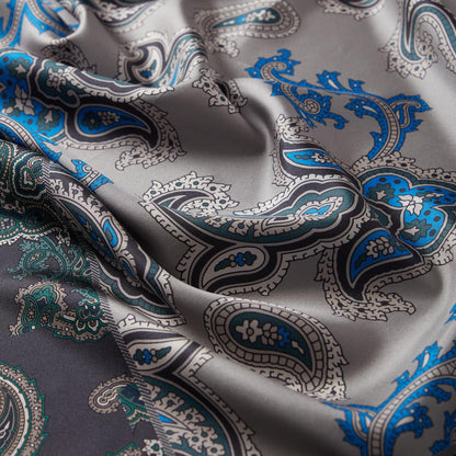 İpekevi Twill İpek Eşarp - Patchwork Desenli - Gümüş