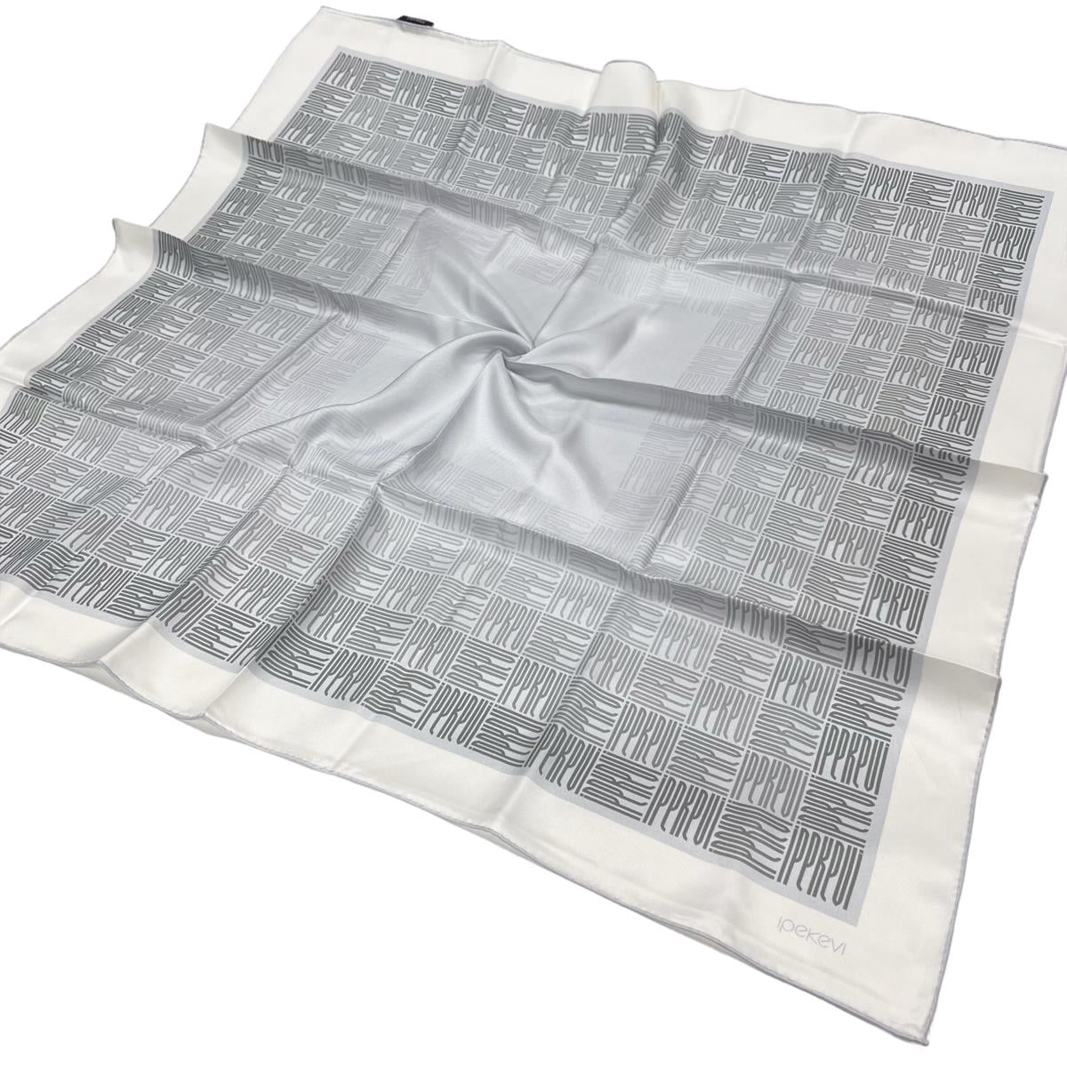 İpekevi Twill İpek Eşarp - Qufi Pattern - Gümüş