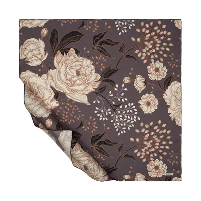 İpekevi Twill İpek Eşarp - Rosa Desenli - Gri
