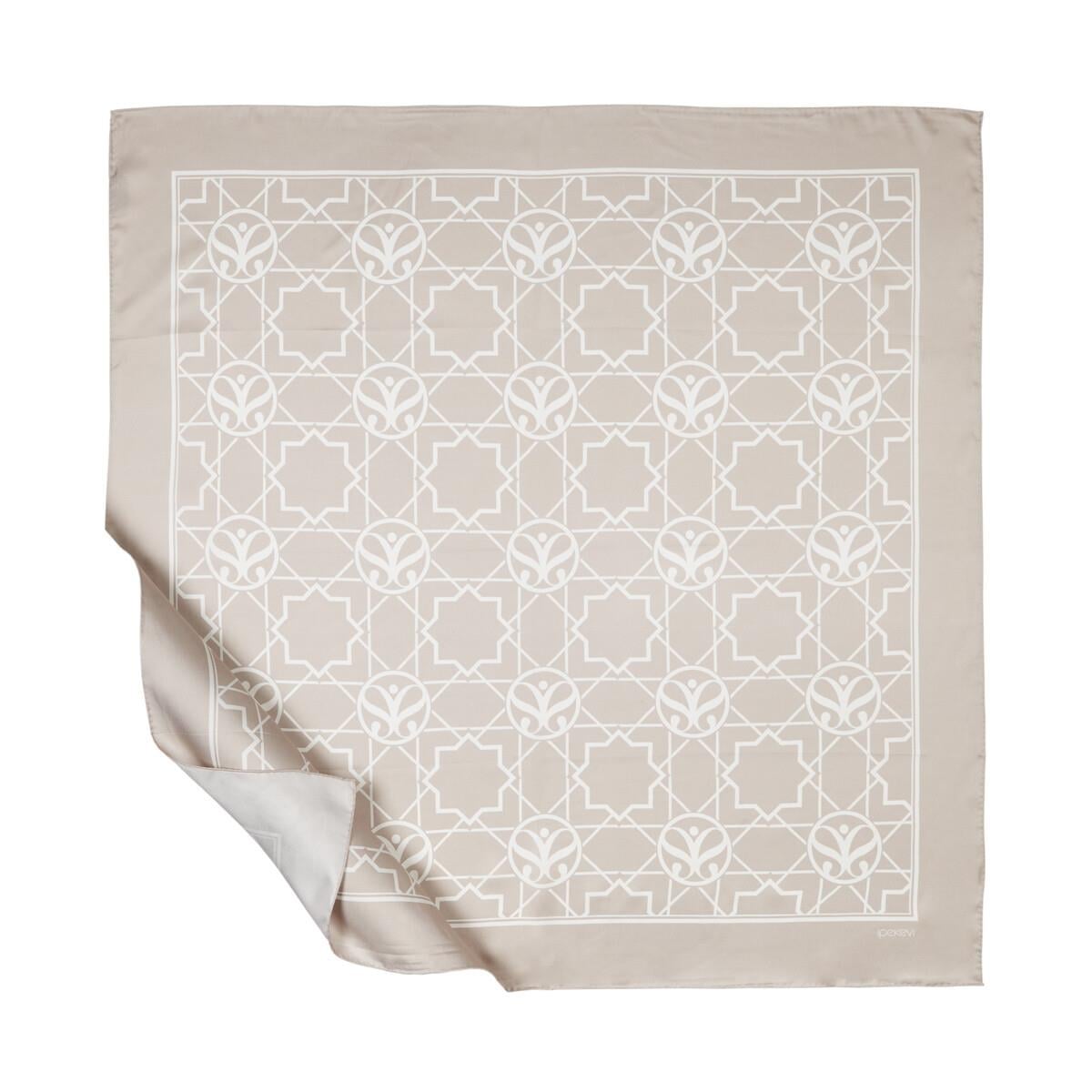 İpekevi Twill İpek Eşarp - Seljuk Monogram - Açık Taş