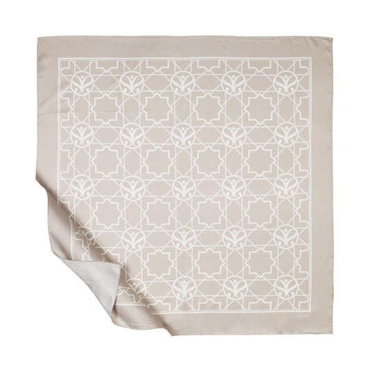 İpekevi Twill İpek Eşarp - Seljuk Monogram - Açık Taş