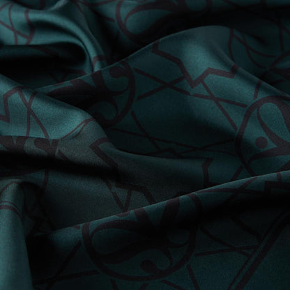 İpekevi Twill İpek Eşarp - Seljuk Monogram - Çam Yeşili