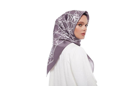 İpekevi Twill İpek Eşarp - Seljuk Monogram - İncir Moru