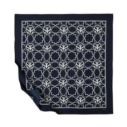 İpekevi Twill İpek Eşarp - Seljuk Monogram - Lacivert