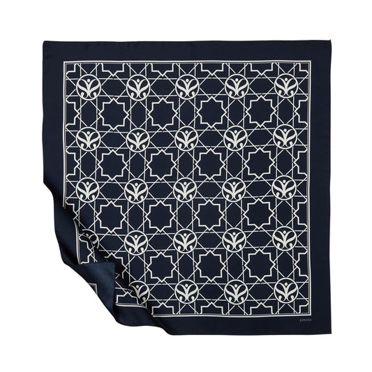 İpekevi Twill İpek Eşarp - Seljuk Monogram - Lacivert