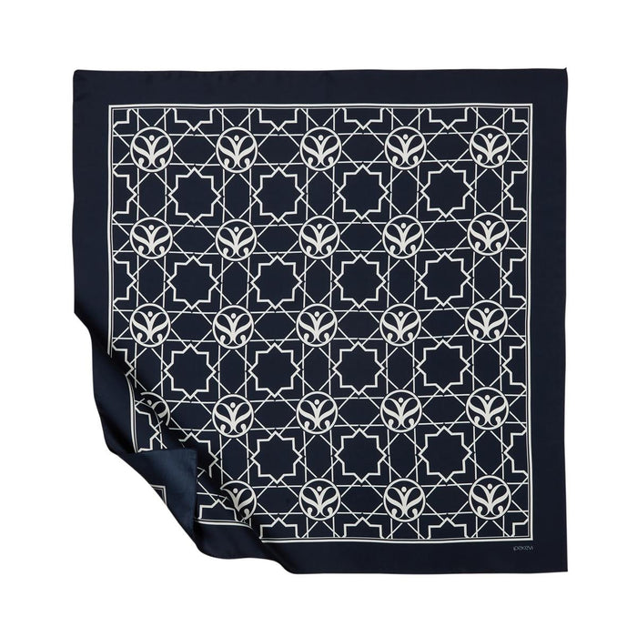 İpekevi Twill İpek Eşarp - Seljuk Monogram - Lacivert