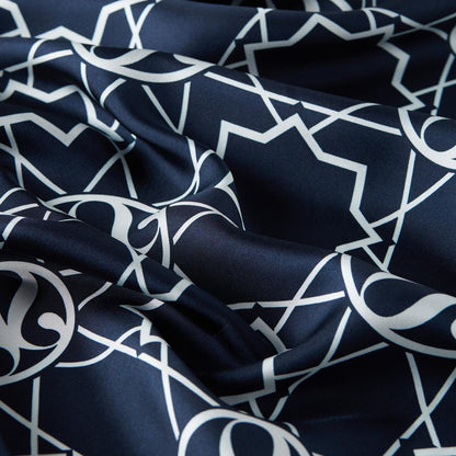 İpekevi Twill İpek Eşarp - Seljuk Monogram - Lacivert