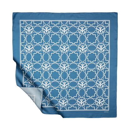 İpekevi Twill İpek Eşarp - Seljuk Monogram - Kot Mavi