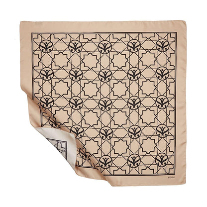 İpekevi Twill İpek Eşarp - Seljuk Monogram - Vizon Siyah