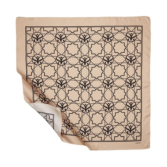 İpekevi Twill İpek Eşarp - Seljuk Monogram - Vizon Siyah