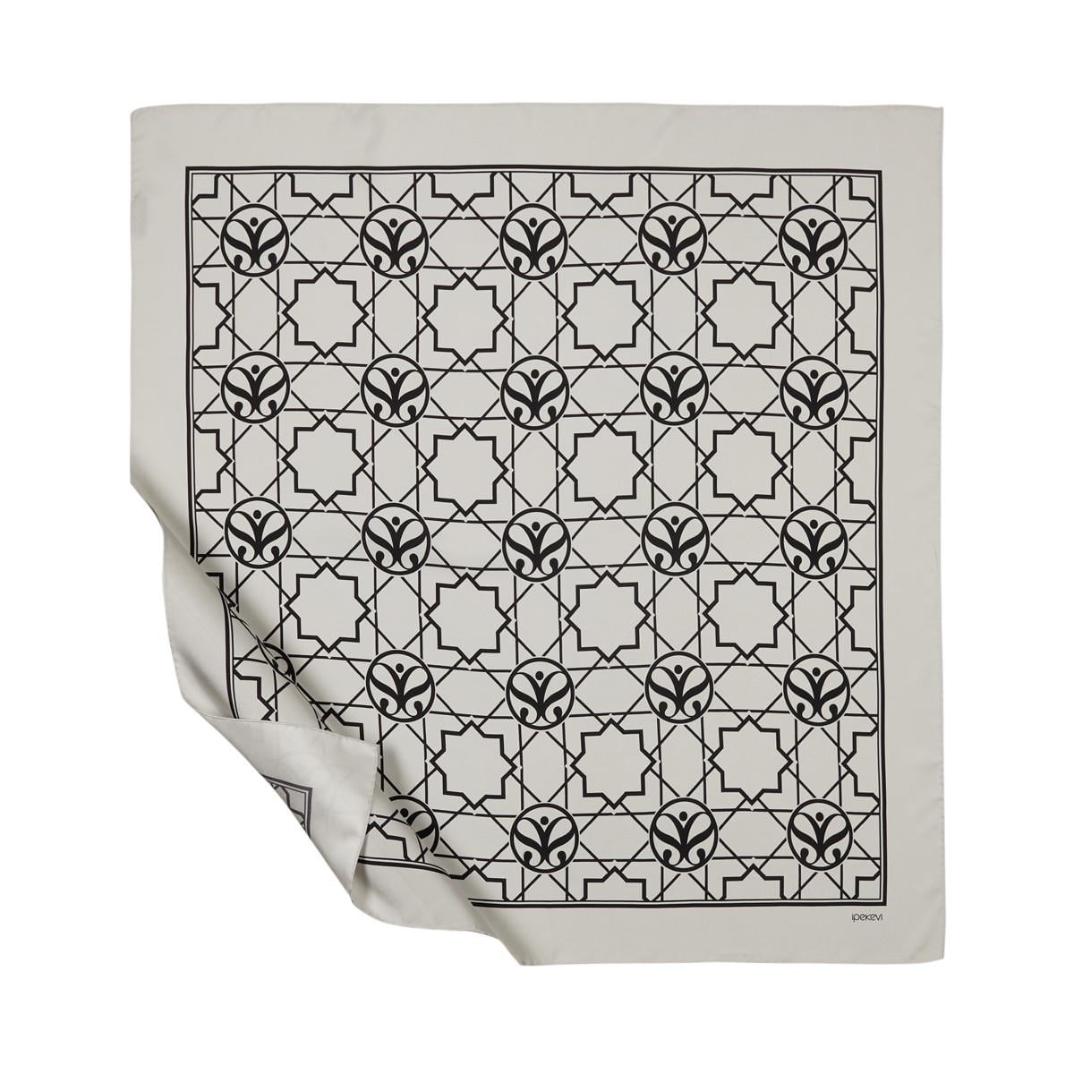 İpekevi Twill İpek Eşarp - Seljuk Monogram - Gri Siyah